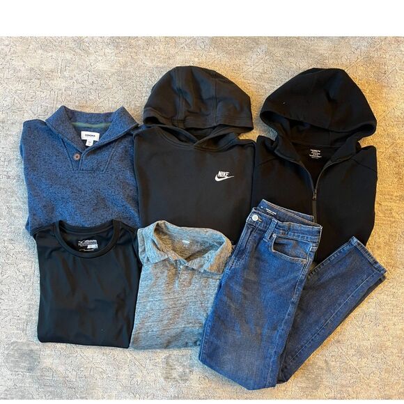 12-13 Yr Old Boy Clothing Bundle 6 pcs Nike Hoodie Jacket Jeans Youth L-XL - Picture 1 of 13